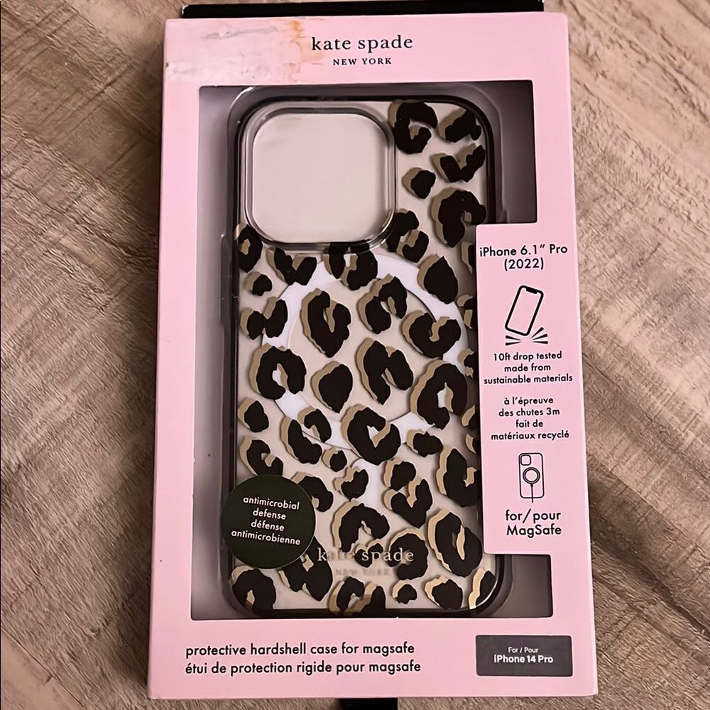 Kate Spade Black and Brown Leopard iPhone 14 6.1 (2022) Pro Case - Picture 3 of 4